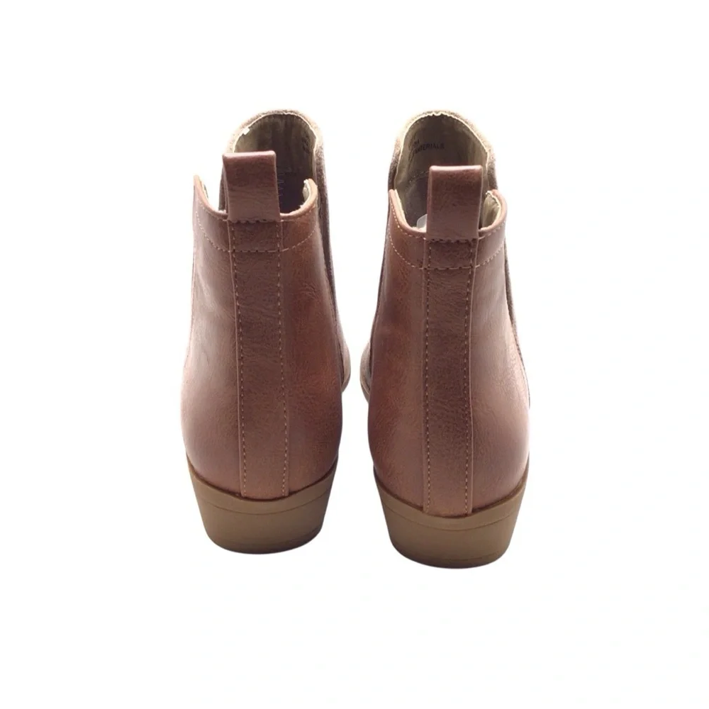 Corkys Girls Shield Bootie Cognac/Beige Faux Leather 1” Heel NIB